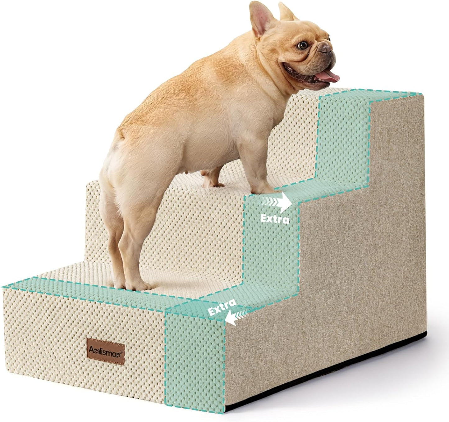 Aodisman Dog Steps for Bed and Couch, 4-Step Pet Stairs for Small Dogs, Indoor Non-Slip Dog Stairs for Old Cats, Puppy, Small Medium Dogs,18.5" H,Grey