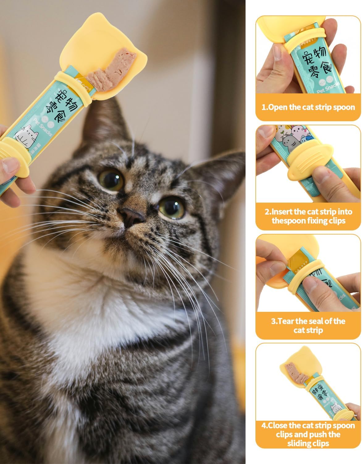 5 PCS Cat Food Can Covers Lids Set, Silicone Pet Food Can Lids with Multi-Function Cat Food Spoon and Opener, Cat Bar Squeezer, Stainless Steel Wet Food Spoon for Cats and Dogs (Pink) (Pink)