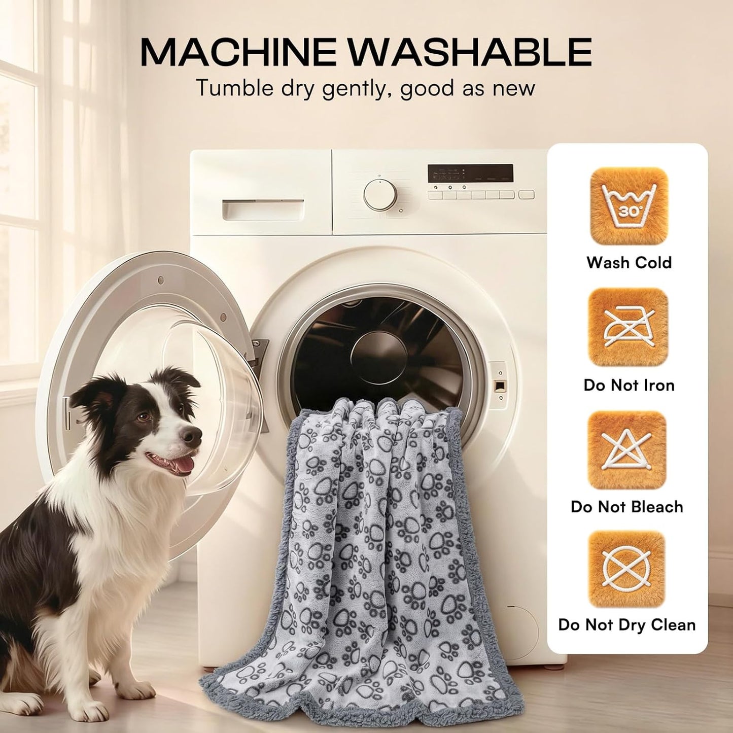 Luciphia Waterproof Pet Blankets for Couch Sofa Bed Cover Cat Liquid Pee Proof Washable Soft Fluffy Large Dog Blanket Reversible Furniture Protection Puppy Grey Paw Thicken Small（40" x 28"）