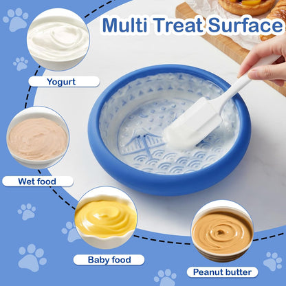 Dog Lick Bowl, BPA Free Silicone Slow Feeder Licking Mat with Strong Suction for Dog, Non-Slip Freeze Licking Bowl for Anxiety Relief & Boredom, Dishwasher(Blue, Large)