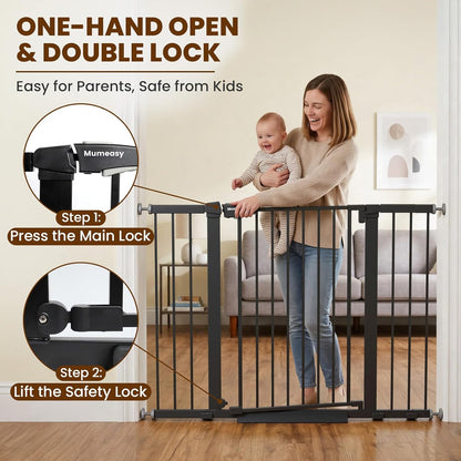 Mumeasy 36" High Extra Tall Dog Gate, 29.6"-40.5" Wide Pressure Mounted Tall Baby Gate for Dog, Auto Close Pet Gate with Door for Stairs,Doorways,House,Black