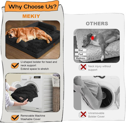 Large Dog Bed Orthopedic Washable - Beds Bolster - Medium XL XLarge Big Dogs - Memory Foam Couch Sofa - Waterproof with Removable Cover