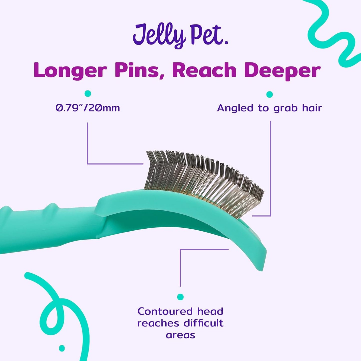 Jelly Pet Universal Slicker Brush for Dogs, Dog Grooming Brush, Remove Tangles and Dead Undercoat, Tuffer Than Tangles, Maltese Shi-Tzu Poodle Bichon, Firm Pins, Teal, Small