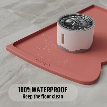 OHMO - Cat Food Mat, Silicone Pet Feeding Mat for Floor Non-Skid Waterproof Dog Water Bowl Tray, Easy to Clean Pet Placemat (Erythrinus, 18 * 9.8'')