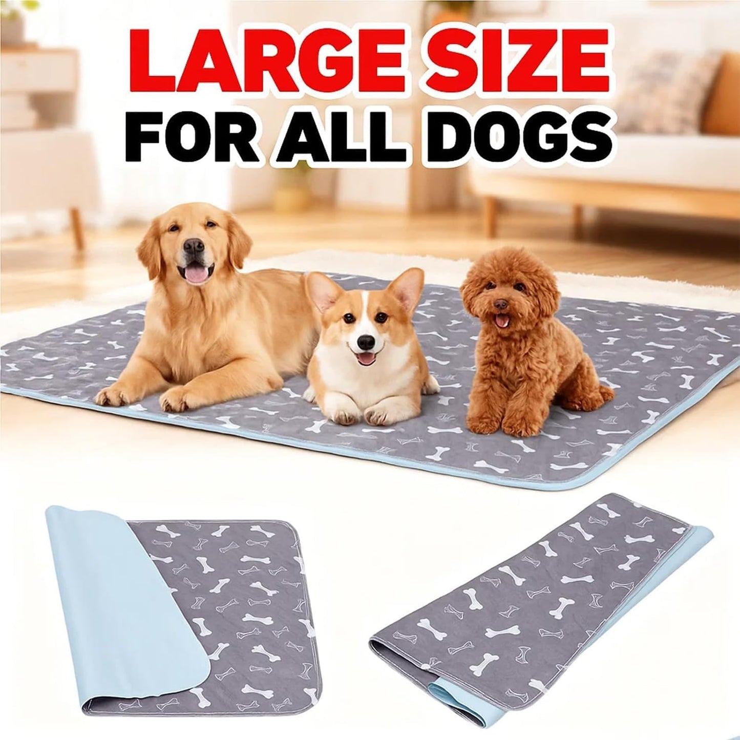 Puppy Pads with Pheromones, Reusable Puppy Pads Washable for Dogs & Cats - Leak & Odor Proof, Non-Slip Base, Easy to Clean & Reusable (L: 31.5" × 35.4")