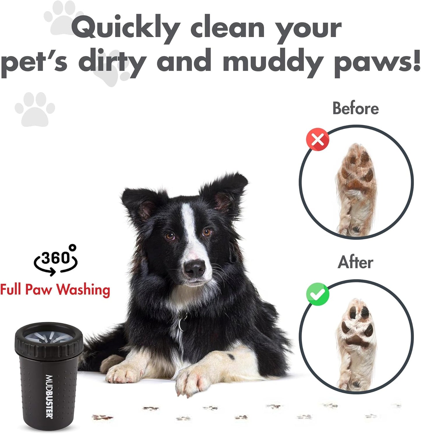 Dexas MudBuster Medium Dog Paw Cleaner in Fuchsia - Fits 1.5"-2.5" Wide Paws, Portable Paw Washer for Muddy Paws, Dog Paw Cleaning Cup with Gentle Silicone Bristles, Quick Clean Pet Paw Washer