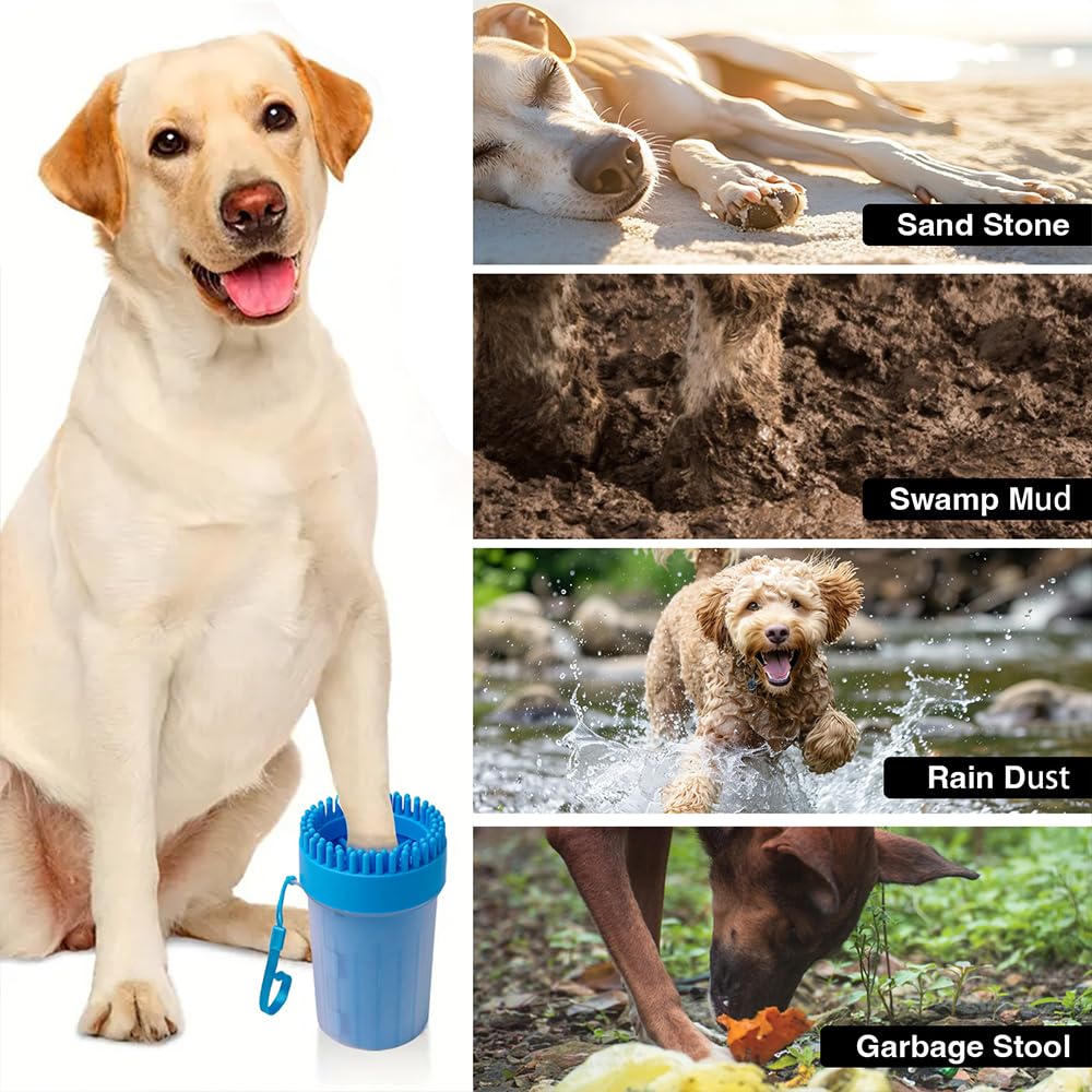 Dog Paw Cleaner, Portable Pet Paw Washer with Soft Silicone Brush, Foldable & Easy to Clean, Suitable for Medium & Large Dogs, Quick Cleaning for Outdoor Muddy Paws (Pink, Large)