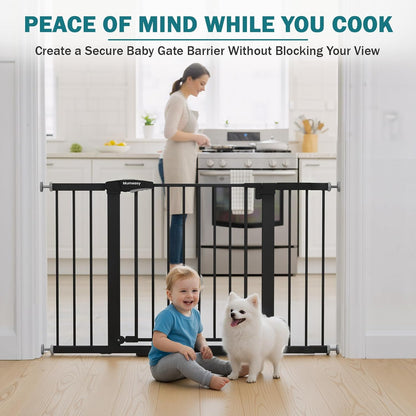 Mumeasy 36" High Extra Tall Dog Gate, 29.6"-40.5" Wide Pressure Mounted Tall Baby Gate for Dog, Auto Close Pet Gate with Door for Stairs,Doorways,House,Black