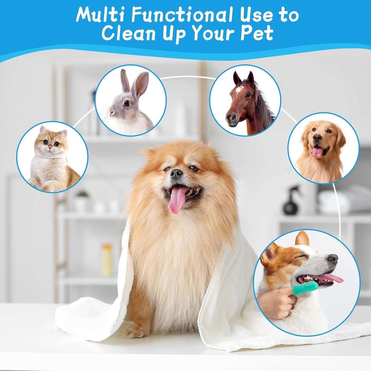 Dog Washing Gloves- Long Sleeved Pet Grooming Gloves - Heat Resistant Silicone Gloves with High-Density Teeth - Efficient Deshedding Glove for Dogs, Cats, Rabbits and Horses