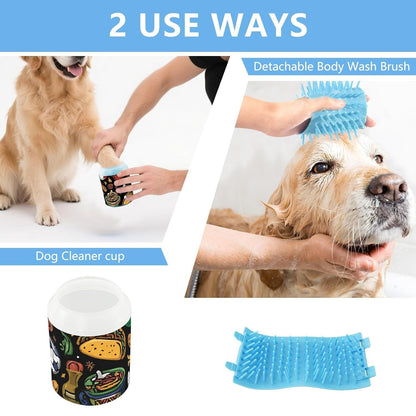 Dog Paw Cleaner Cups for Dogs Pet Foot Washer Paw Scrubber for Medium Small Dogs Cats Cleaning Cup Cute Yellow Fiesta Guitars Cacti and Ethnic Birds