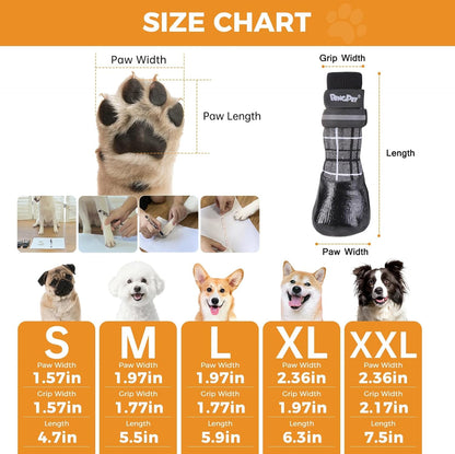BINGPET Waterproof Dog Socks Boots to Prevent Licking Paws,Anti Slip Dog Booties & Paw Protectors with Dual Straps for Hot/Cold Pavement,Indoor Outdoor Grip Dog Shoes for Small Medium Large Senior Dog