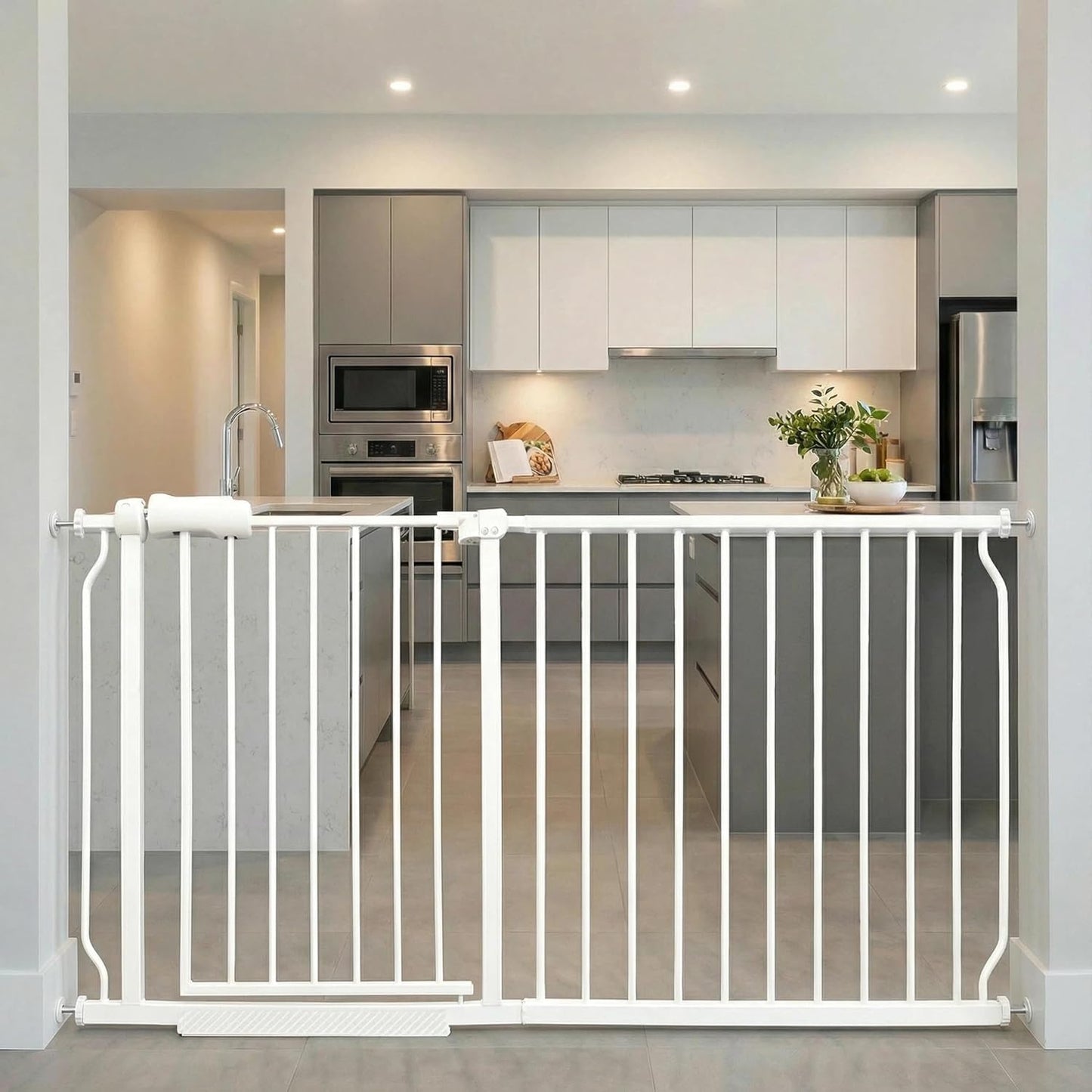Extra Wide 76.4-81 Inch Large Baby Gates for Stairs, Doorways - No Drilling, Pressure Mounted Pet Gates for Kids & Dogs
