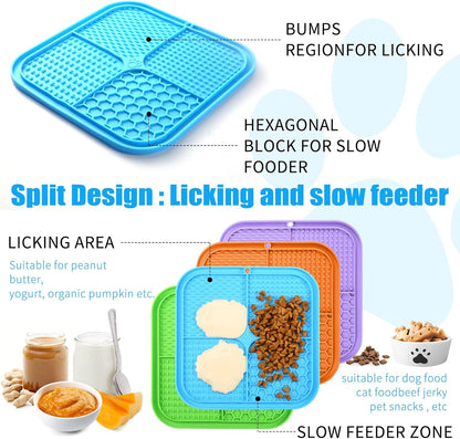 Honomastry Lick Mat for Dogs, Premium Lick Pad with Suction Cups for Dog Anxiety Relief, Slow Feeder Dog Bowls, Bathing, Grooming and Training.
