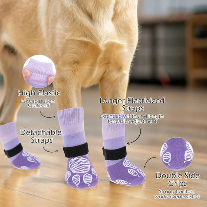 EXPAWLORER Anti Slip Dog Socks to Prevent Licking Paws, Dog Shoes for Hot Pavement Walk, Dog Booties for Hardwood Floors, Dog Boots & Paw Protectors with Grippers for Small Medium Large Senior Dogs M