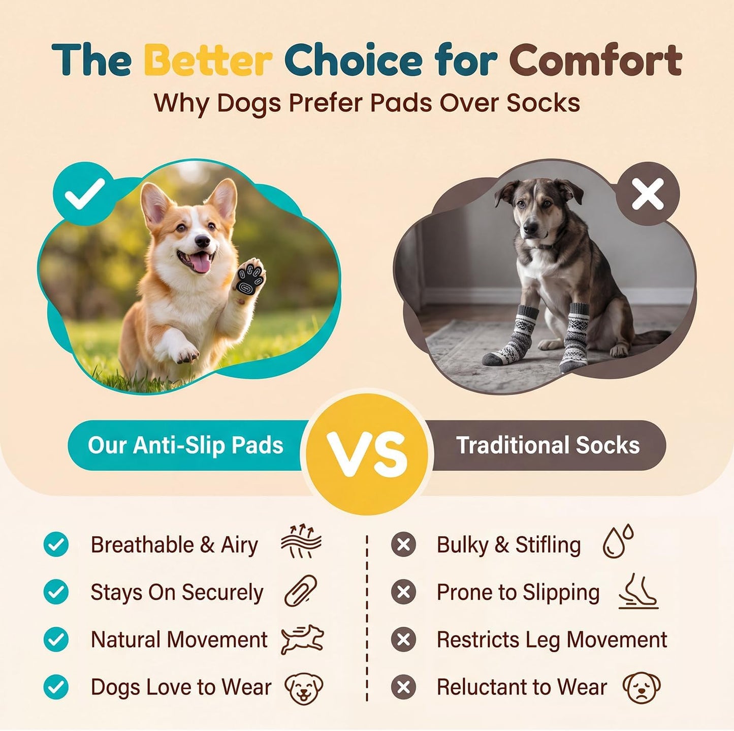 Dog Paw Grips & Protectors for Senior Dogs - Anti-Slip Traction Pads to Prevent Slipping on Hardwood Floors, Strong Grip Paw Stickers for Hot Pavement, Tile & Laminate Floors.