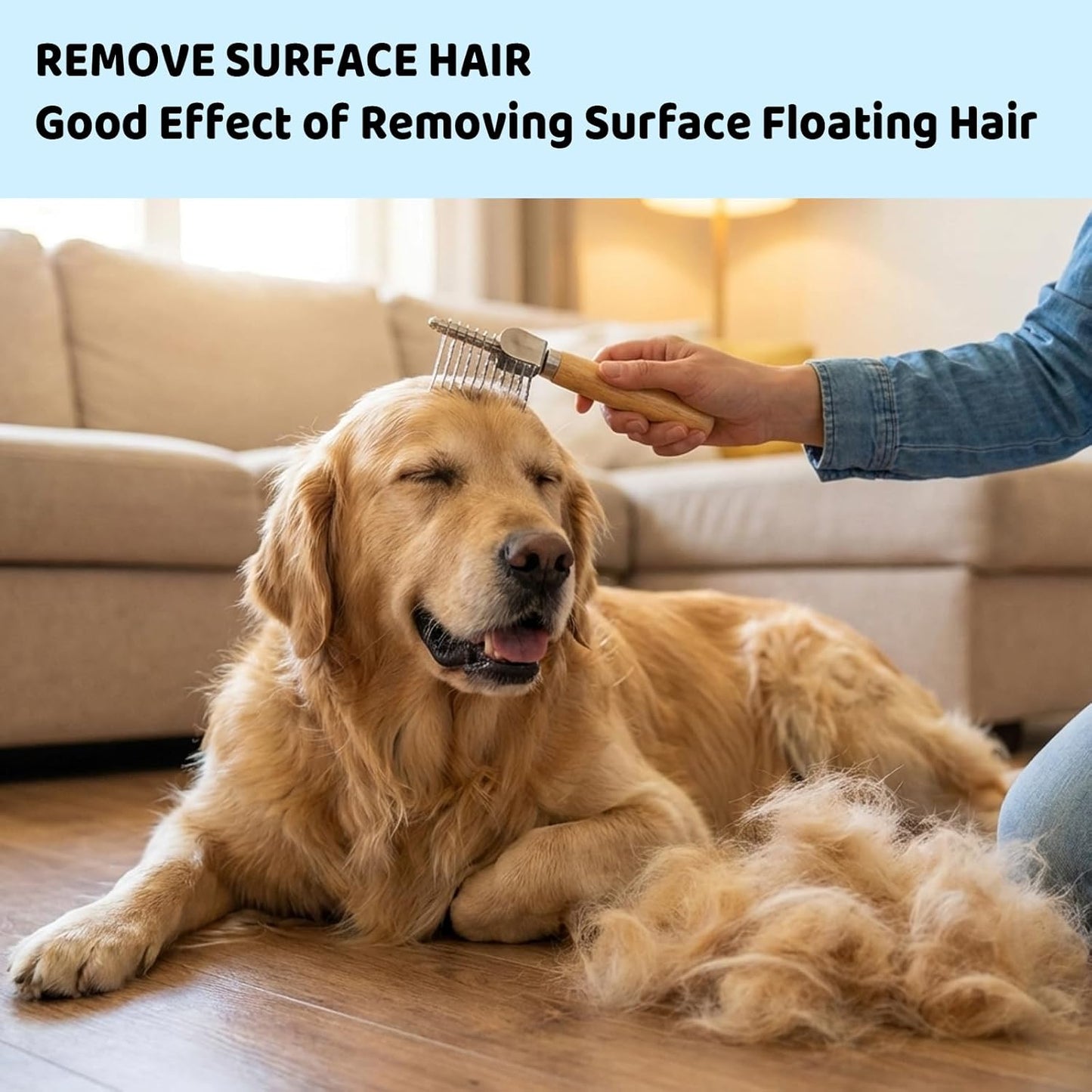 Dematting Comb for Dogs, Professional Dog Dematting Brush and Dematting Fur Rake Comb for Dogs, Long Steel Blades for Mat and Tangle Removal, Ideal for Long-Haired Breeds and Multi-Pet Households