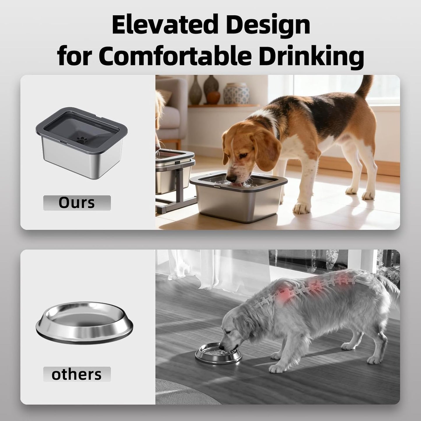 PAKEWAY 2.7 Gal No Spill Anti-Splash & Slow Drinking Dog Water Bowl, Stainless Steel Large Capacity Bowl for Large Dogs & Multi-Pet Homes