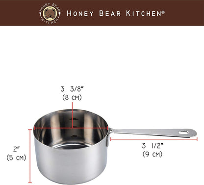 Honey Bear Kitchen 1/4 Cup 60 ml Leave-in Canister Scoops, Polished Stainless Steel (Set of 2)