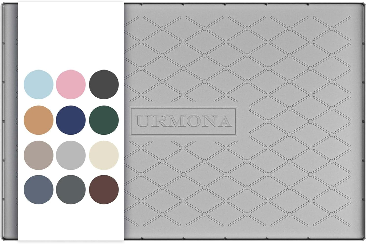 URMONA Under Sink Mat for Kitchen Waterproof, 34" x 22" Silicone Under Sink Mat for Shelf Liner Organizer, Cabinet Sink Protector Under Sink Liner for Bottom Kitchen, Bathroom(Light Grey)