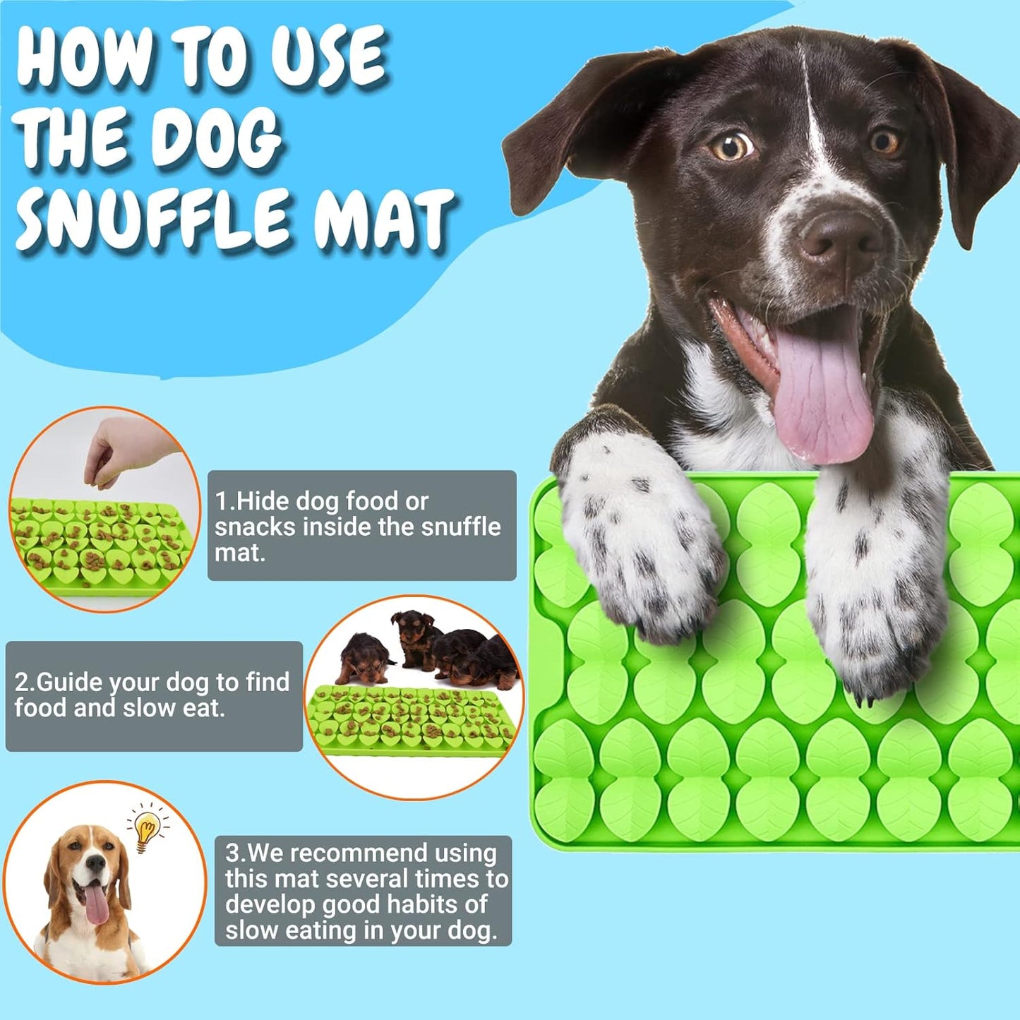 Silicone Snuffle Mat for Dogs Slow Feeder Lick Mat with Suction Cups Dogs Sniff Mat Dogs & Cats Entertainment Toys for Boredom(Black)