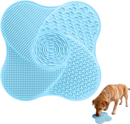 Lick Mat for Small Dogs with Suction Cups, Dog Lick Mat for Anxiety Relief, Slow Dog Feeder and Cat Licking Mat for Boredom Reducer, 1 Pack (Blue)