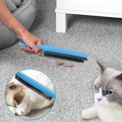 Rubber Broom and Pet Hair Removal Brush Set for Carpet, Fur Remover Broom with Squeegee for Wooden Floor, Detailing Lint Remover Brush for Pet Dog Cat Hair Car Interior