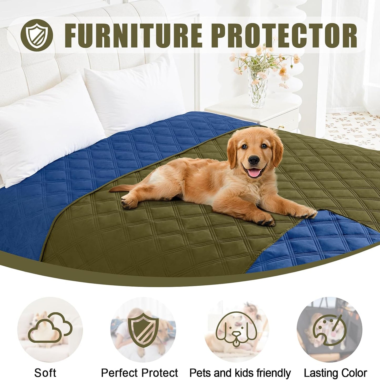 Smiry Waterproof Dog Bed Cover Blanket 30x70, Soft Reversible Pet Blanket, Washable Leakproof Cats Dogs Couch Cover for Sofa, Couch, Furniture, Grey/Dark Grey