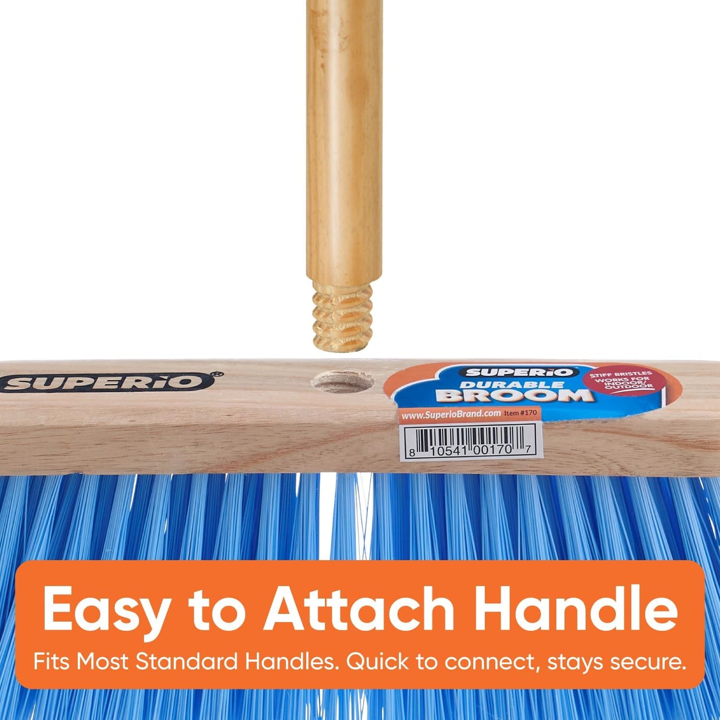 Superio Kitchen and Home Horsehair Broom With Wood Handle, Fine Premium Bristles - Heavy Duty Household Broom Easy Swiping Dust And Wisp Floors And Corners , 12" sweeping head