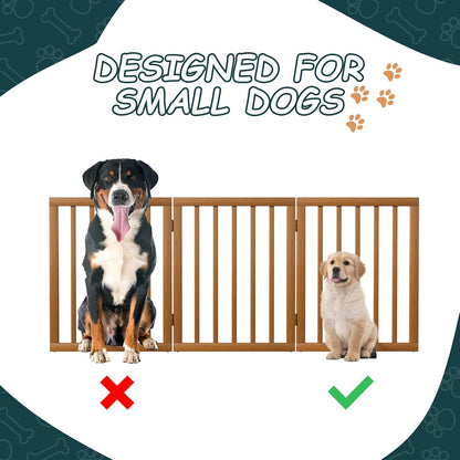 Freestanding Dog Gates Indoor, 3-Panel Pet Gates with 2 Metal Stands and 360° Hinge, 24" H Foldable Dog Gate for Stairs, Doorway, Kitchen, Expands Up to 55" Fully Assembled - Black Walnut
