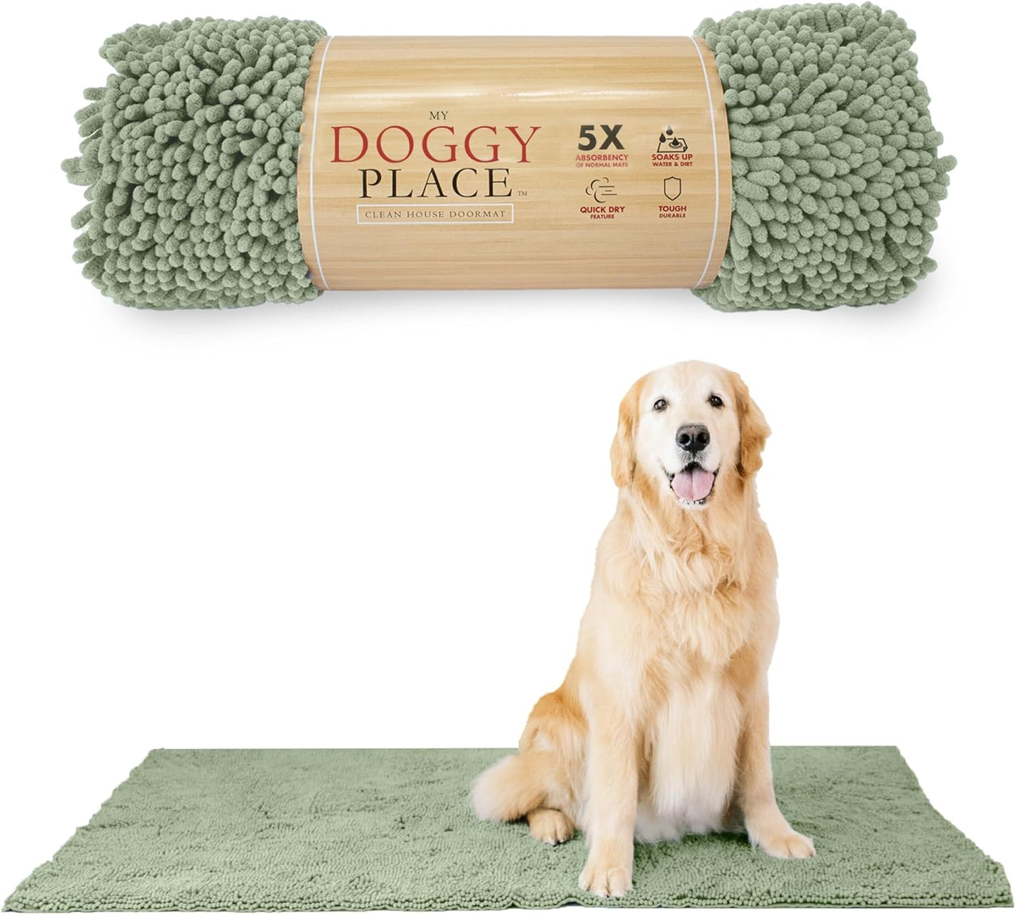 My Doggy Place Dog Mud Mat, 36"x26" Ash – Thick Microfiber Entry Rug for Snow, Mud & Salt – Absorbent, Quick-Dry, Washer-Safe & Non-Slip, Large