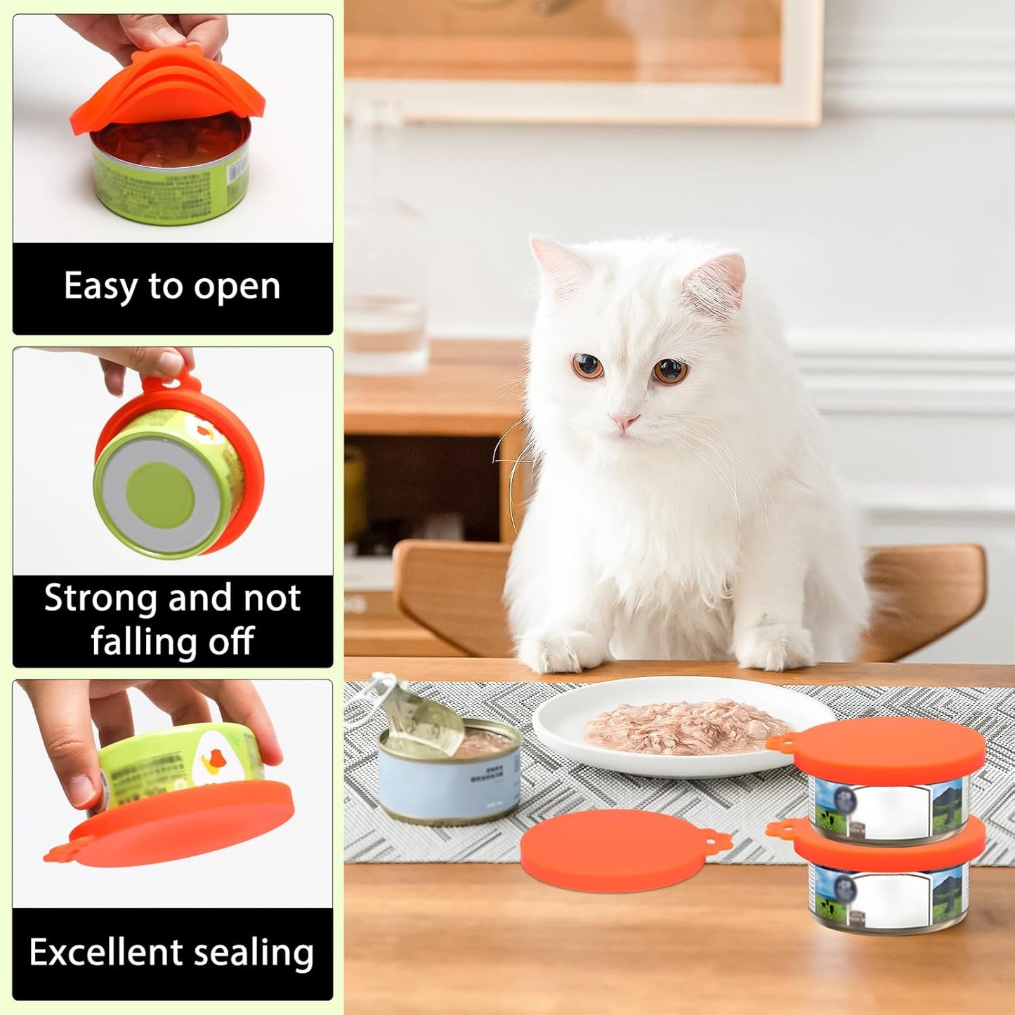 PINE & LINEN 4 Pcs 2.5inch Durable Pet Can Lids, Silicone Small Pet Can Covers Waterproof Cat Food Cans Lids for 3 oz Cat Food Cans（Yellow+Red+Pink+Blue）