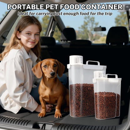 Dog Cat Food Storage Container, Pet Food Container Airtight with Large Spout & Cup, BPA-Free Plastic Food Dispenser for Pet Food, Bird Seed, Rice, Flour - Pink 2.5-5lb (1 pack)