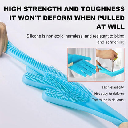 Pet Grooming Gloves, Heat Resistant Silicone Gloves，Silicone Hair Removal Mitt for Dogs and Cats,Cat Bathing Gloves ，Cat and Dog Massage Products， Blue。
