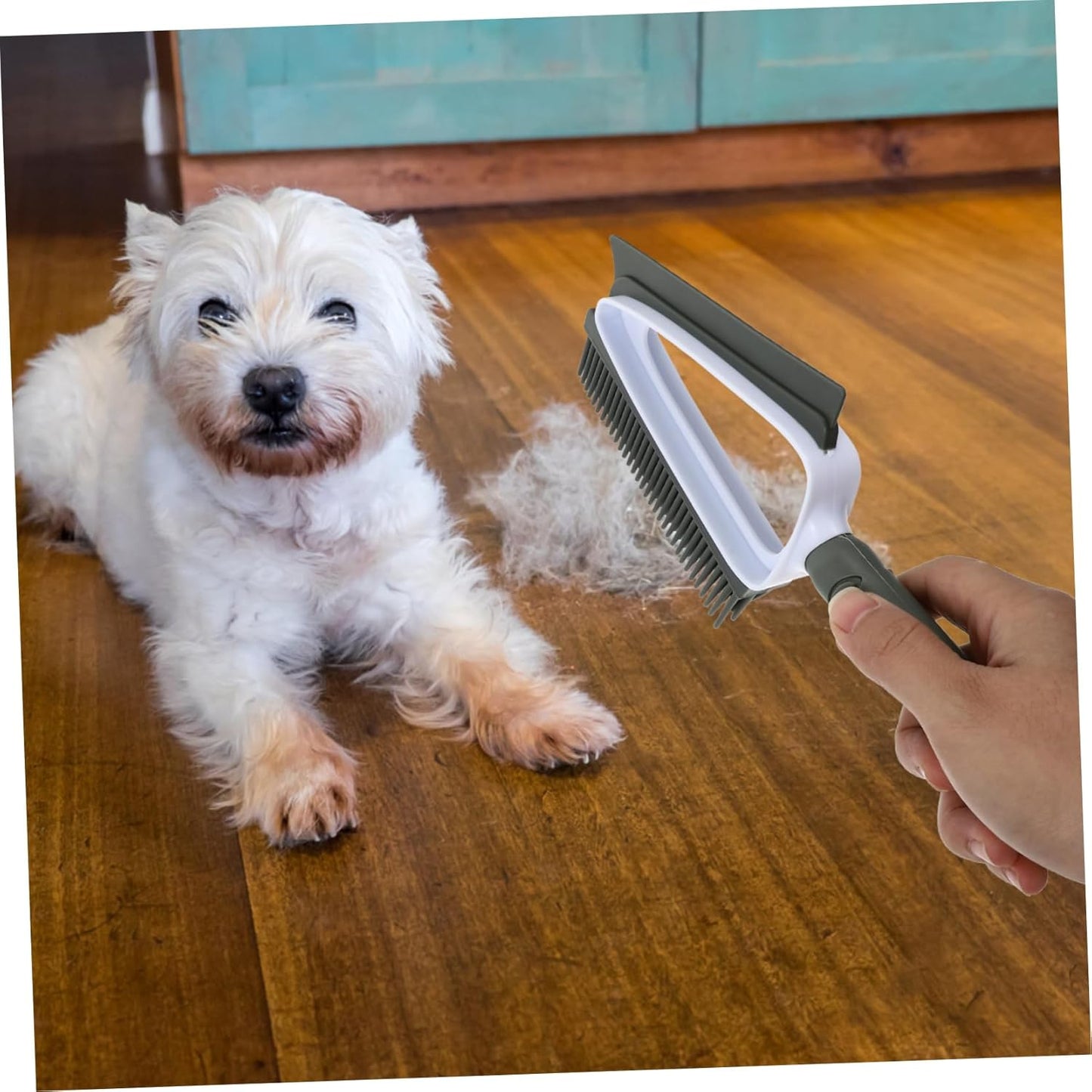 FRCOLOR 2-in-1 PET Hair Removal Brush and Dustpan Broom Set Multi-Functional PET Cleaning Tools for Home Dog Hair Remover Ergonomic Handle