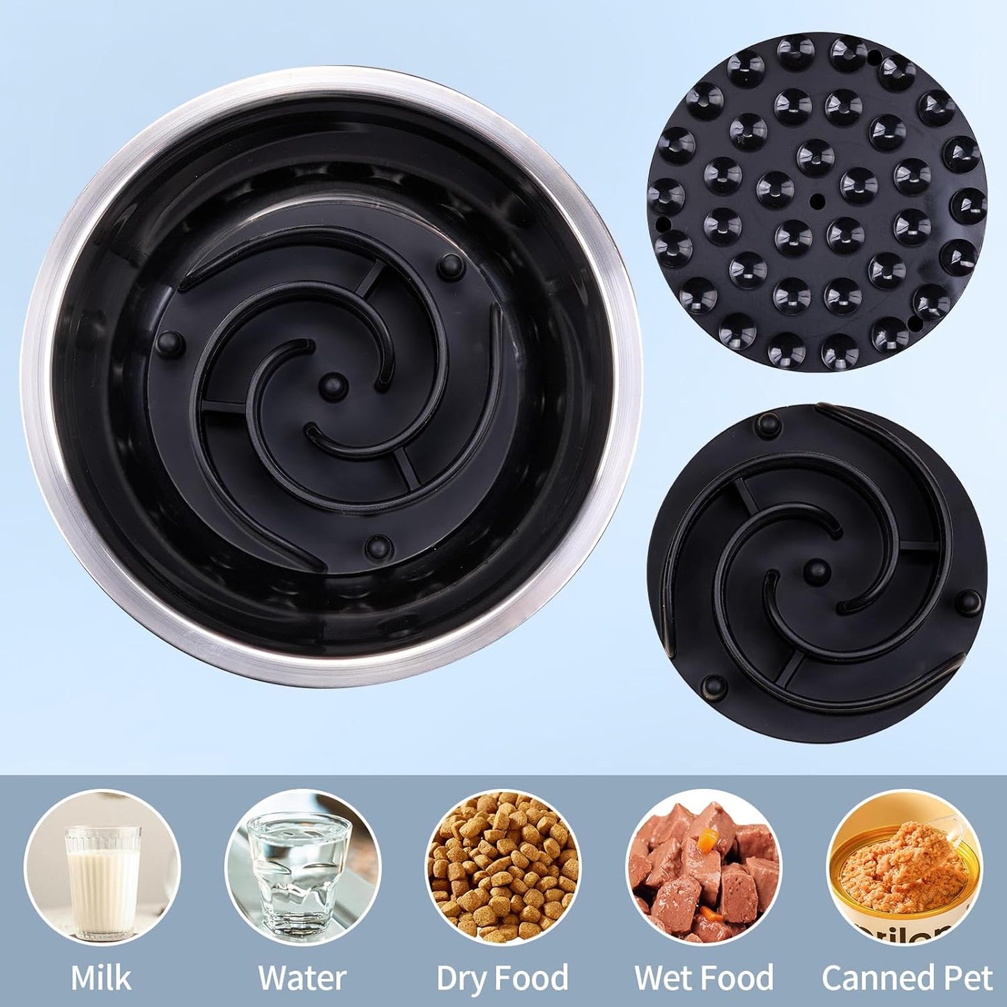 Slow Feeder Dog Bowls Insert, Bestalk Soft Silicone Slow Eating Feeder Insert with Suction Cups for Small, Medium and Large Dogs, Fit into Basic and Elevated Dog Bowls, Dark Blue