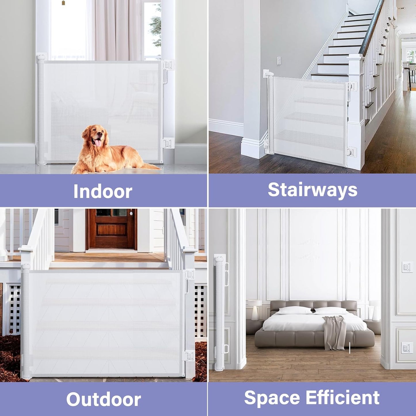 PRObebi Retractable Dog Gate for the House Extends to 54" Wide 34" Tall, Gates for Baby Indoor, Stair Gate for Outdoor, Staris, Hallways, Doorways, Deck, Porch, Need Drilling
