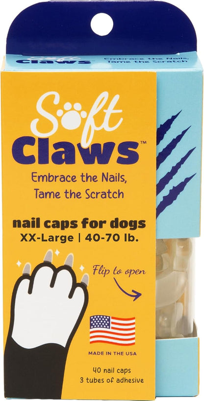 Soft Claws Nail Caps for Dogs with Non-Slip Design Made in USA - 40 Dog Nail Covers for Long-Lasting Protection of Floors and Furniture - Silver, XX-Large
