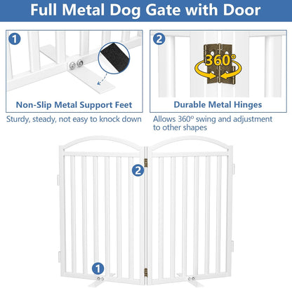 Malier Metal Freestanding Dog Gate, 32'' Height Outdoor Indoor Dog Fences, Extra Wide Foldable Puppy Gate for Stairs (Black, 【2 Panels】 40''W × 32''H)