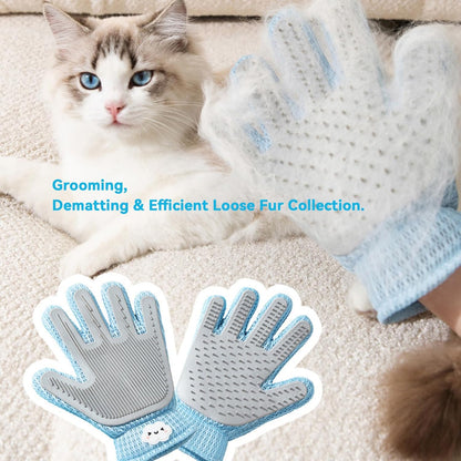 Pet Hair Remover Glove for Dogs & Cats, Upgraded Reusable 5-Finger, Gentle Deshedding Grooming Brush, Pet Hair Removal Tool for Furniture, Couch, Carpet, Car Seats, Sky Blue, 1 Count