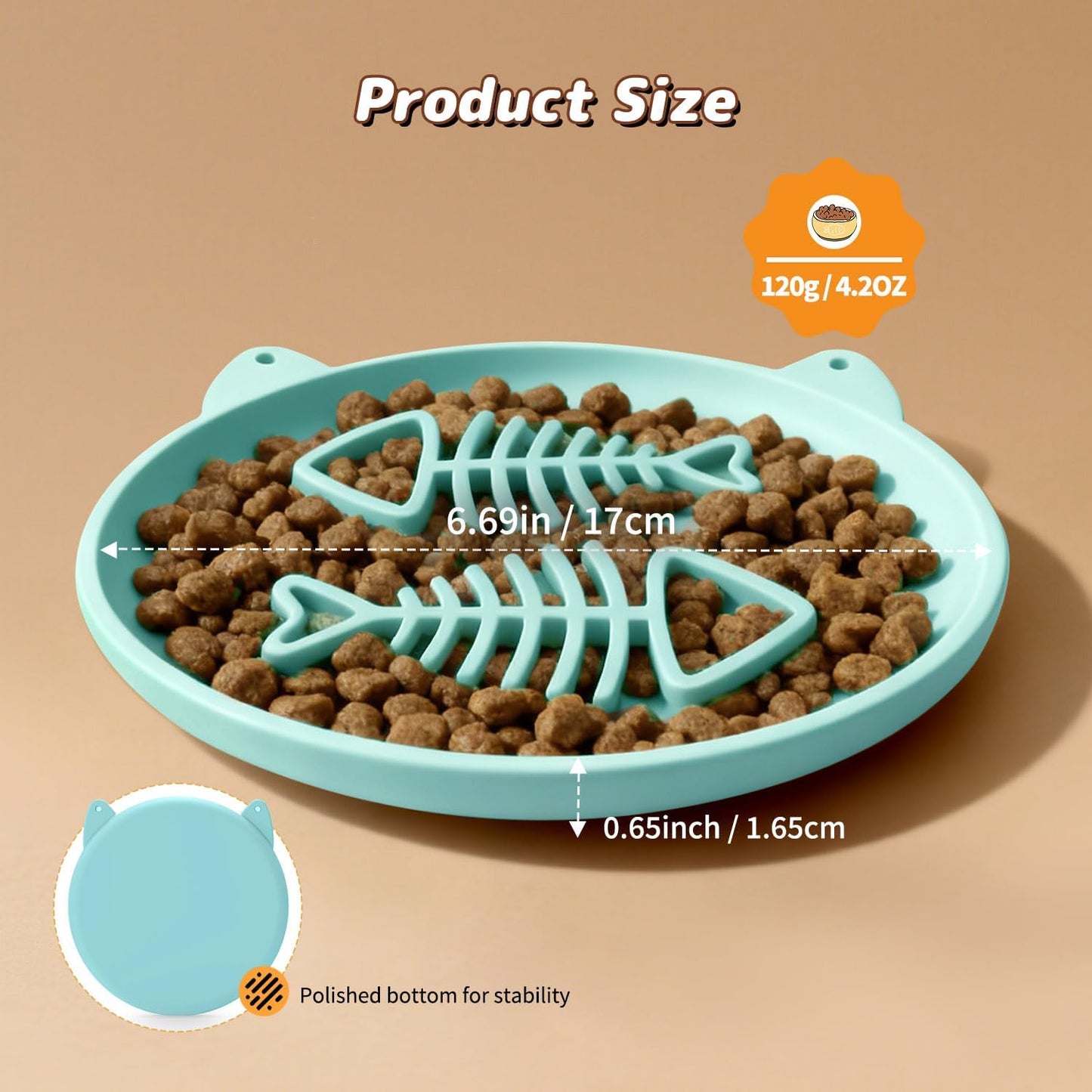 Slow Feeder Dog Bowl for Small Medium Dogs & Cats, 7.5 Inch Non Slip Slow Bowl with 37 Suction Cups, Anti-Choking Food Grade Silicone Slow Eating Bowl
