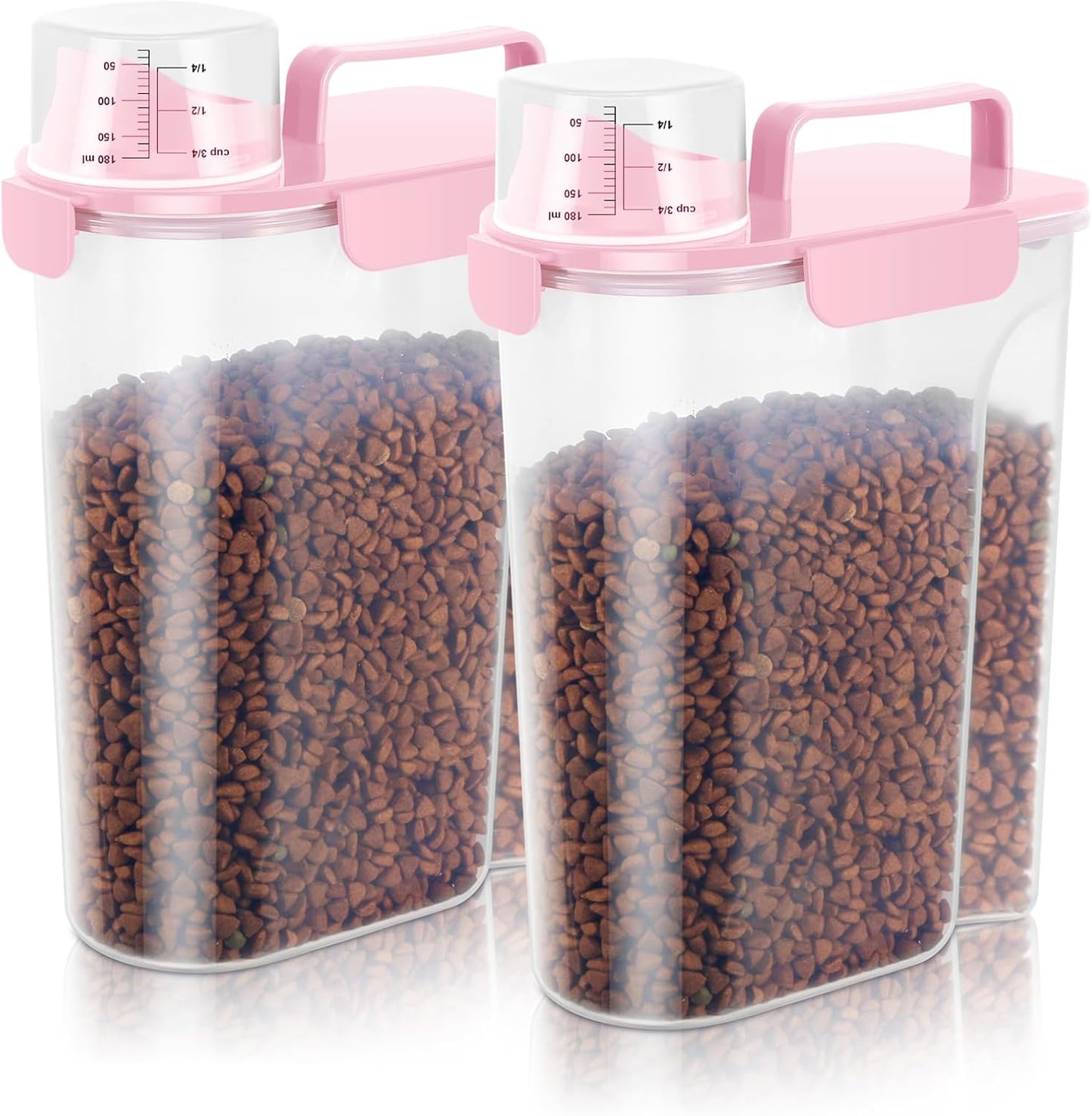 LEAWALK 5-7Lbs Dog Cat Food Storage Container with Upgraded Large Nozzle BPA-free, 4 Snap Seals Plastic Pet Food Storage Containers with Handles are Easy to Clean and Carry