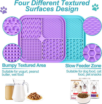 LUKITO Lick Mat for Dogs & Cats 2 Pack with Suction Cups, Dog Lick Mat for Anxiety Relief, Dog Toys to Keep Them Busy, Peanut Butter Licking Pad for Boredom Reducer, Perfect for Bathing Grooming