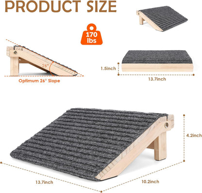 2-Pack Foldable Dog Ramp for Stairs – Lightweight Safe Wooden Pet Steps with Low-Angled Design & Anti-Slip Carpet Surface, Portable Dog Stairs to Assist Elderly/Injured Small Medium Large Dogs