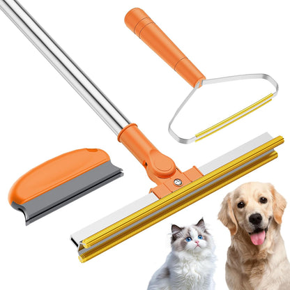 3 in 1 Carpet Rake for Pet Hair Removal, Tool Set of 3, 55” Long Handle Carpet Pet Hair Removal Carpet Scraper Dog Cat Hair Remover for Sofa, Couch, Car, Rug