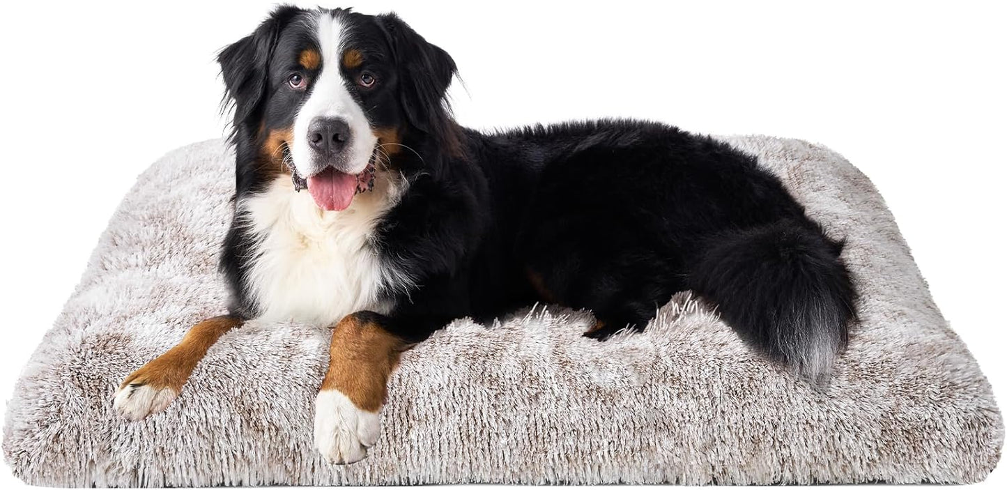 EHEYCIGA Fluffy Dog Crate Bed for Medium Dogs, Plush Faux Fur Crate Pad, Calming Anti Anxiety Medium Dog Bed, Washable Soft Warm Crate Mat with Non-Slip Bottom