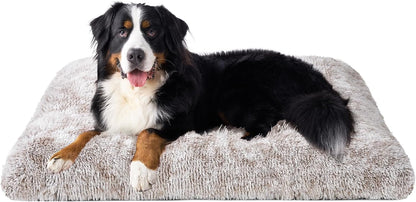 EHEYCIGA Fluffy Dog Crate Bed for Medium Dogs, Plush Faux Fur Crate Pad, Calming Anti Anxiety Medium Dog Bed, Washable Soft Warm Crate Mat with Non-Slip Bottom