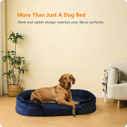 Dwanton Orthopedic Dog Bed for Medium Dogs with Gel Memory Foam, Waterproof Dog Sofa, Washable Pet Bed with Four Sided Bolster Cushion, Removable Cover & Non-Slip Bottom, 36", Dark Gray