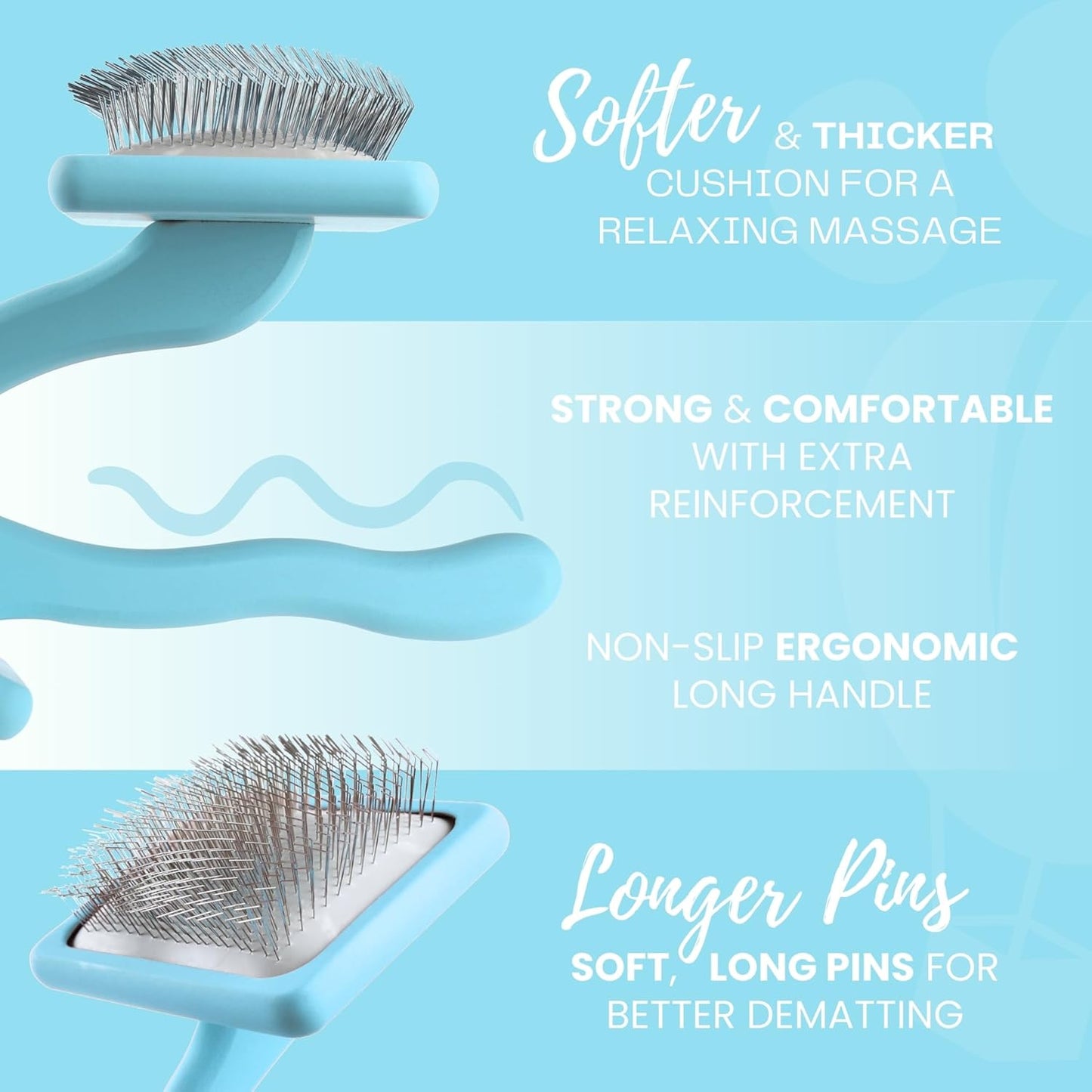 Slicker Brush for Dogs - Long Pin for Poodles, Doodles & Long Haired Dogs, Deshedding & Dematting Tool, Slicker Dog Brushes for Grooming (Coral, Flat Large)