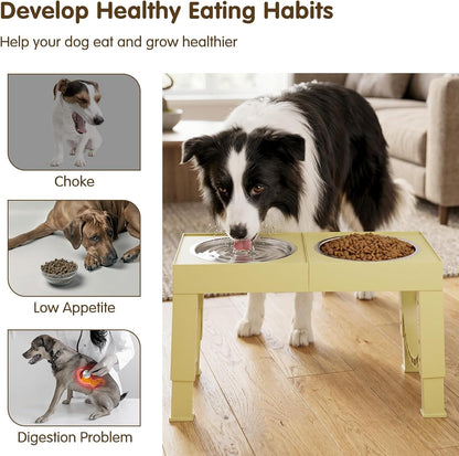 XIAZ Elevated Dog Bowls Large Breed Raised Dogs Bowl Stand Large/Medium Sized Dog Slow Feeder Dogs Bowls Food Water Stands 5 Heights Adjustable 9/11/12/14in Pet Feeder Dish Station