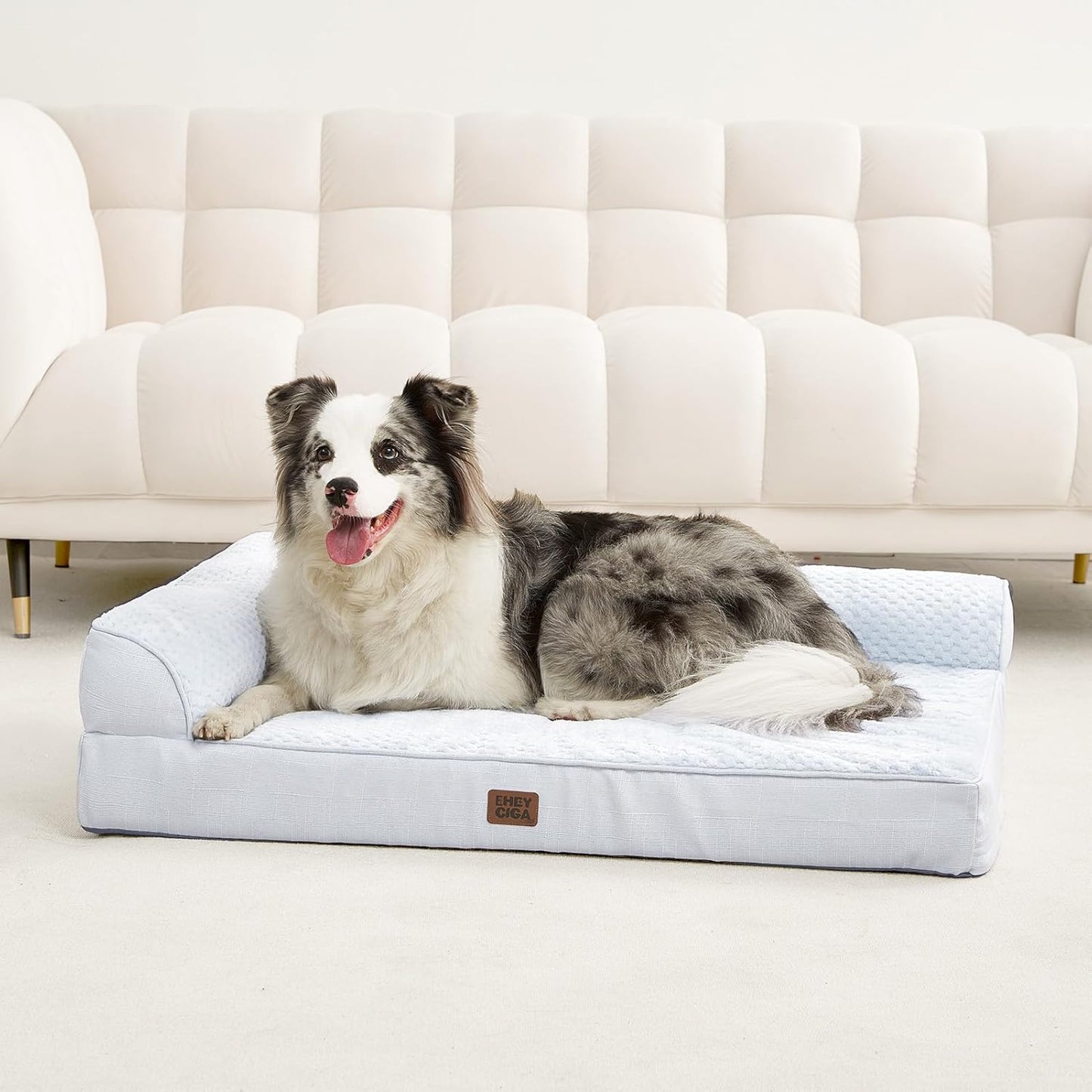EHEYCIGA Orthopedic Dog Bed Medium Size Dogs, Memory Foam Dog Bed with Washable Removable Cover, Waterproof Pet Sofa Couch for Crate with Nonskid Bottom, 30x20x6, Grey